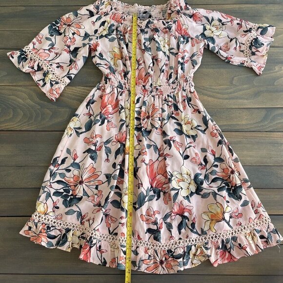 Lulus Off the Shoulder Pink Floral Dress - Size XS (X3) - Picture 9 of 12